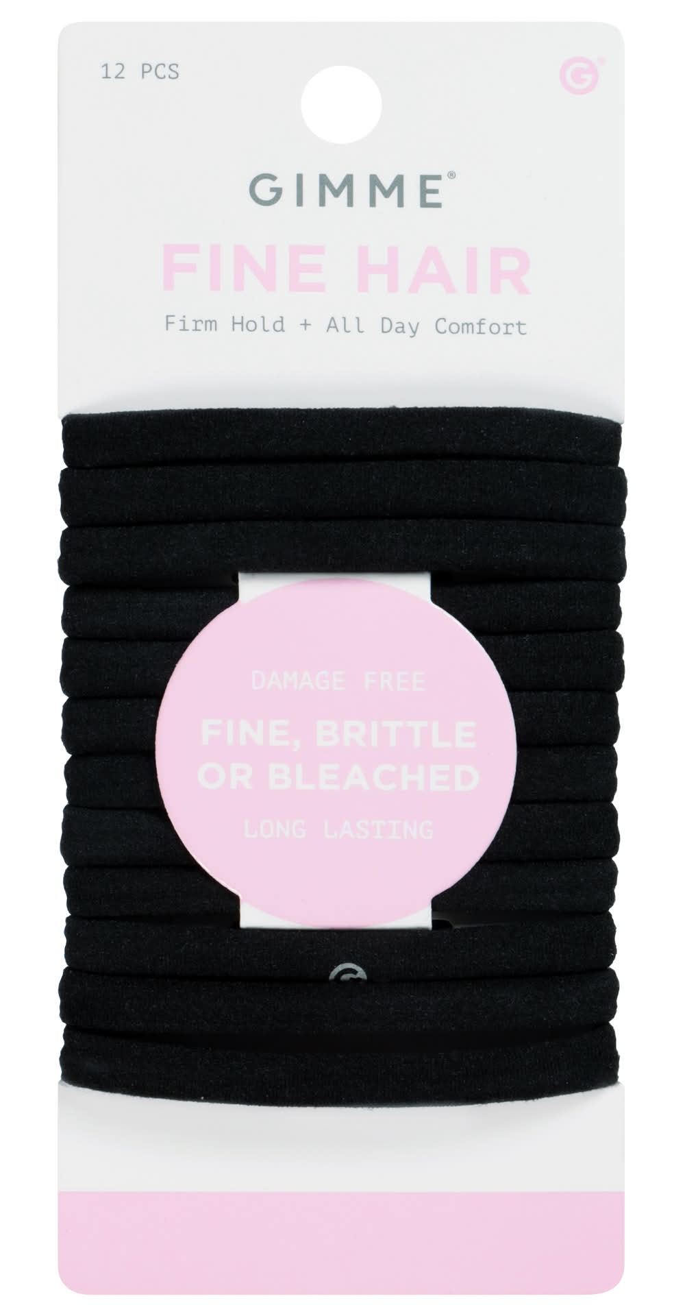 Gimme Beauty Fine Hair Tie Bands, Black (12 ct)