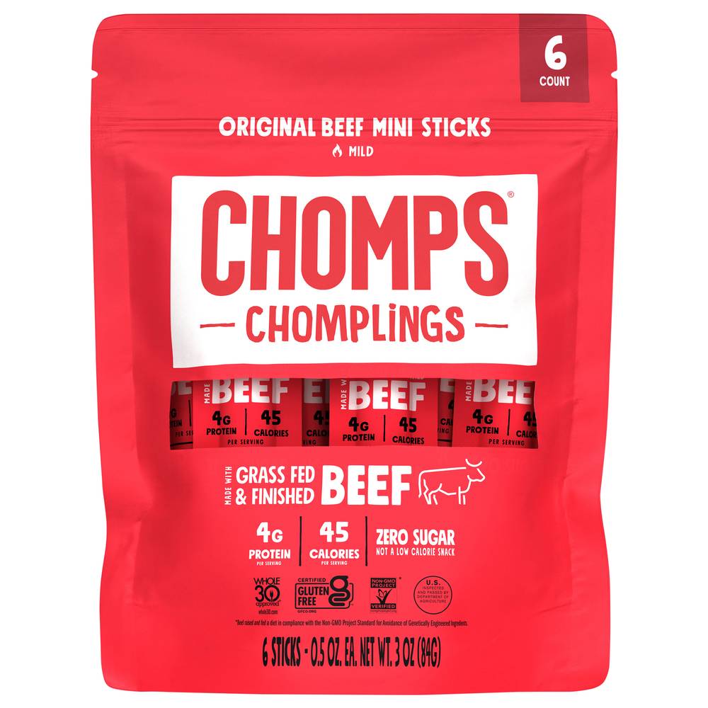 Chomps Mild Grass Fed Mini Snack Sticks (original beef)
