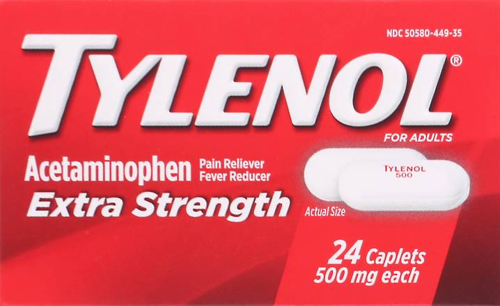 Tylenol Adults 500 mg Extra Strength Acetaminophen Caplets (24 ct)