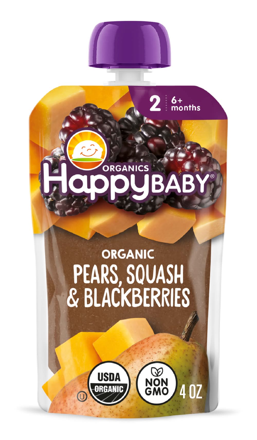 Happy Baby Pears Squash & Blackberries Organic Baby Food (4 oz)