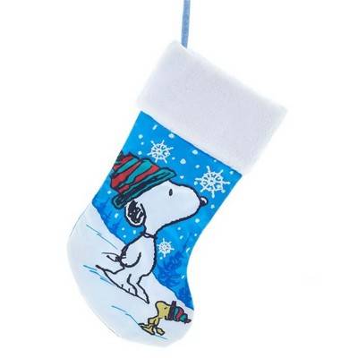 18.0 Inch Snoopy Woodstock Stocking Peanuts Snowflakes Holiday Stockings