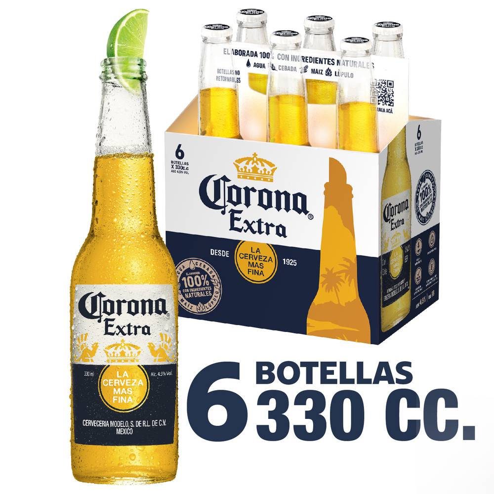 Corona cerveza lager (6 pack, 330 ml)