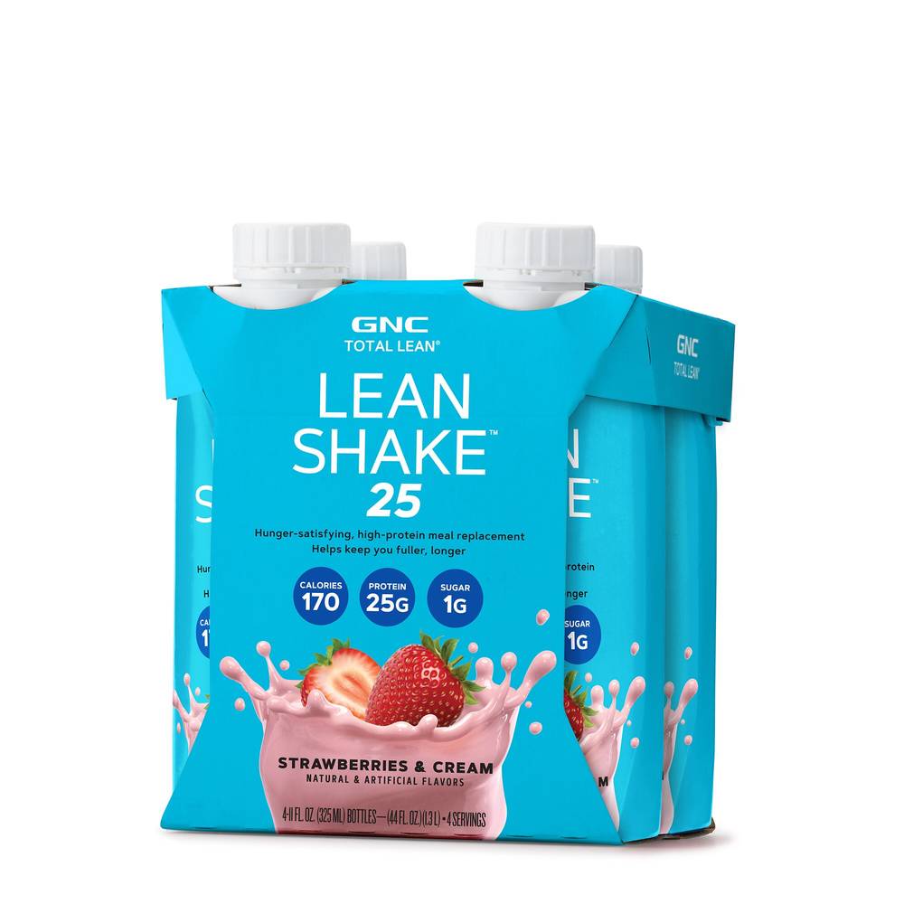 GNC Total Lean, Lean Shake Meal Replacement Shake, Strawberry, 25g Protein, 11 fl oz, 4CT