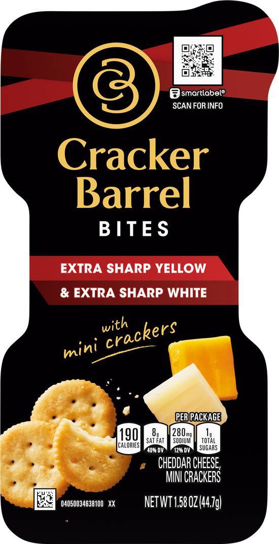 Cracker Barrel Bites With Extra Sharp Yellow & White Cheddar Cheese With Mini Crackers (cheddar cheese)