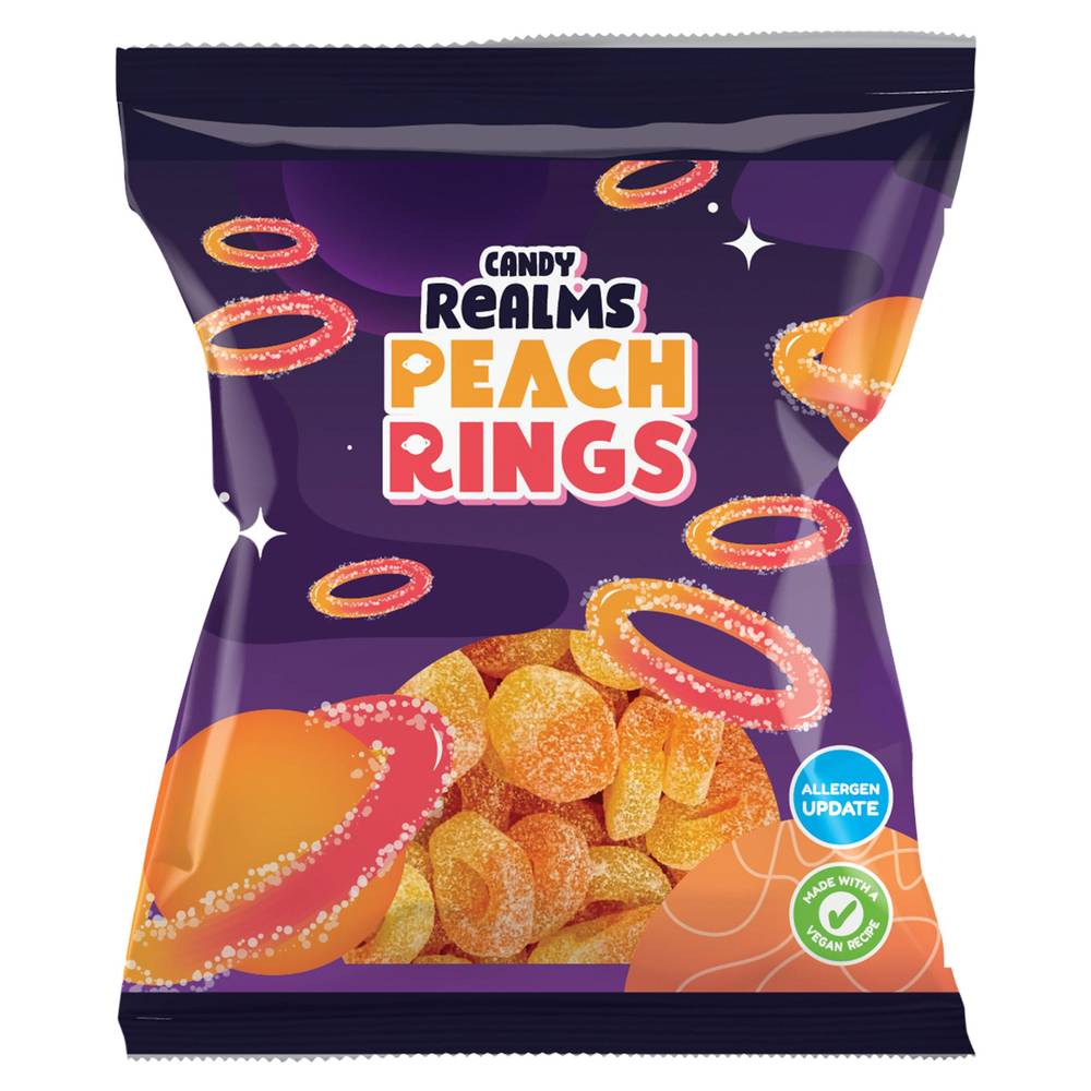 Candy Realms Peach, Sour Jelly Sweets Rings (190g)