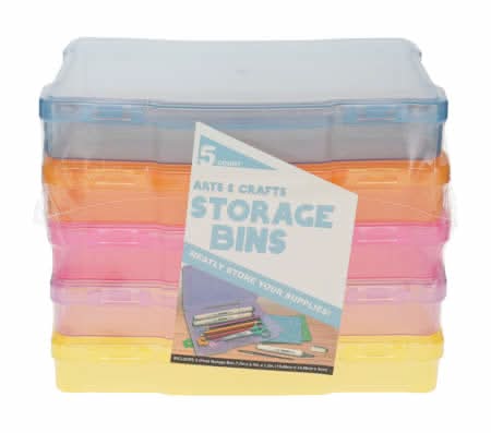 Arts & Crafts Storage Bins 5-Count Pastel