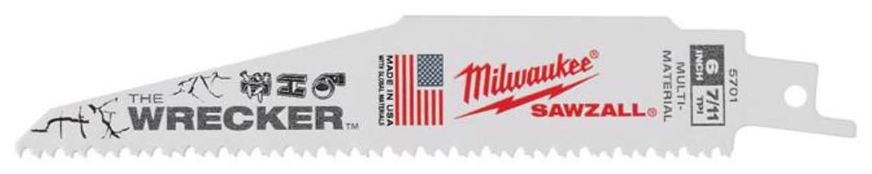 Milwaukee The Wrecker 6 In. Bi-Metal Demolition Reciprocating Saw Blade 7/11 Tpi 5 Pk