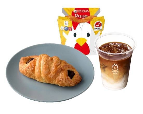 【パンセット】チョコクロワッサン＆からあげクン＆マチカフェ≪アイスカフェラテ≫