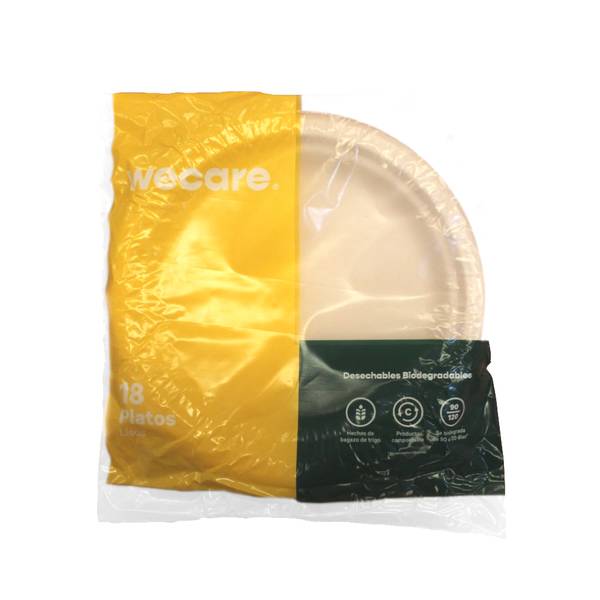 We care platos desechables biodegradables g (18 piezas)