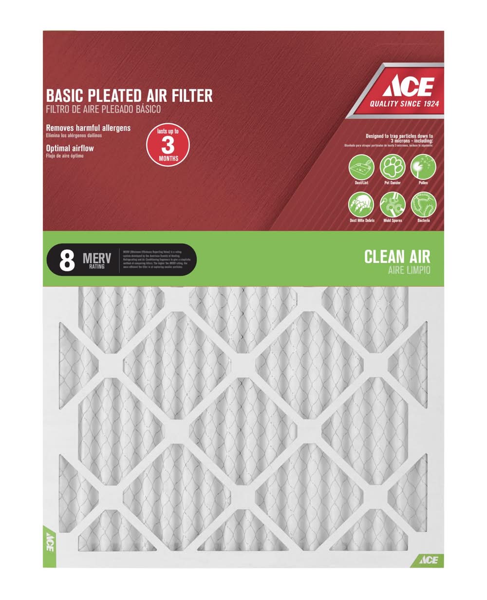 Ace 16 In. W X 20 In. H X 1 In. Synthetic 8 Merv Pleated Air Filter 1 Pk