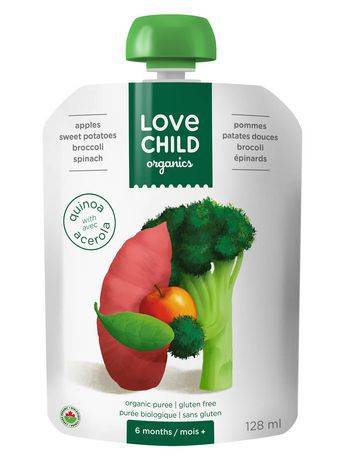 Love Child Organics Super Blends Baby Puree Apples Sweet Potatoes Broccoli & Spinach (128 ml)