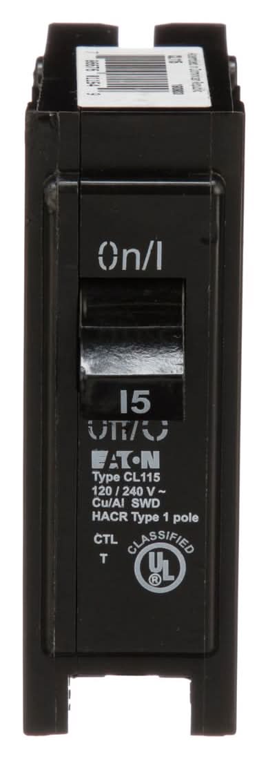 Eaton 15 Amps Plug In Single Pole Circuit Breaker