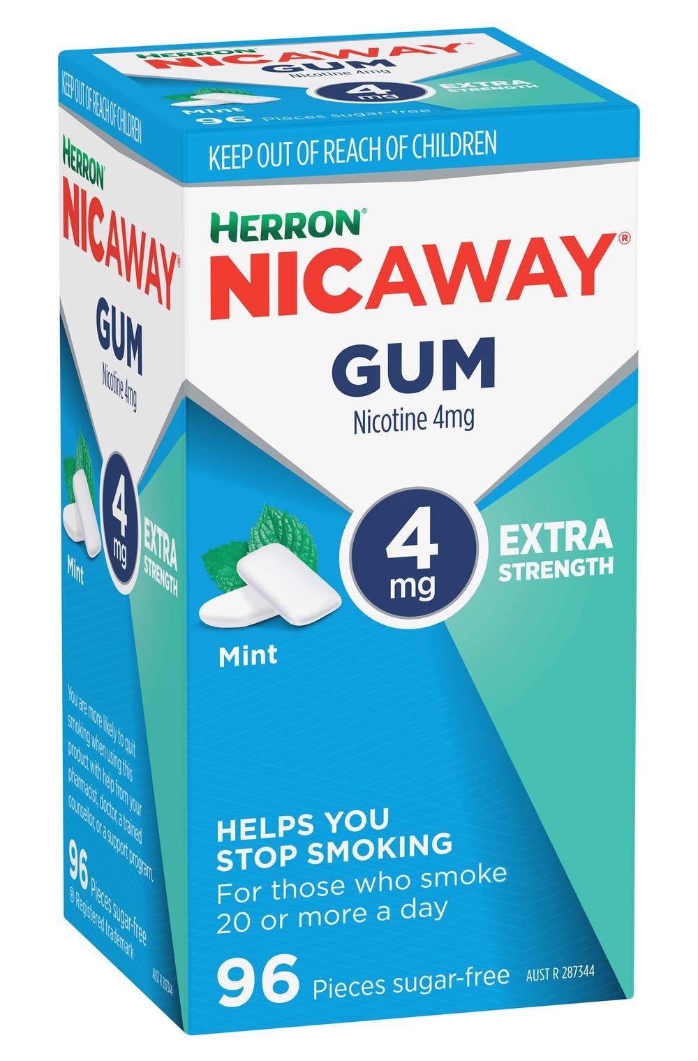 Herron Nicaway Chewing Gum 4 mg, Mint (96 pack)