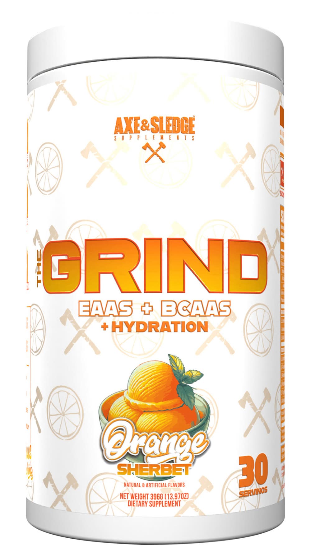 Axe & Sledge Supplements Eaas + Bcaas + Hydration Energy Drink Powder, Orange Sherbet (13.97 oz)