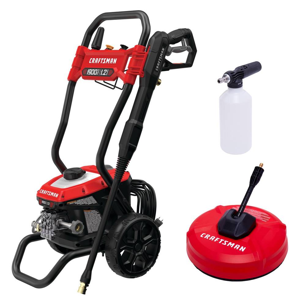 CRAFTSMAN 1900 PSI 1.2-GPM Cold Water Electric Pressure Washer with 3 Spray Tips and Surface Cleaner | CMEPW1900VA