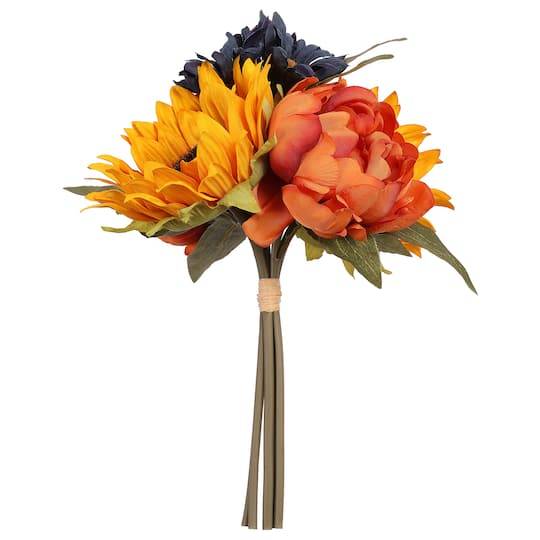 11" Orange & Purple Mixed Fall Flower Bundle By Ashland