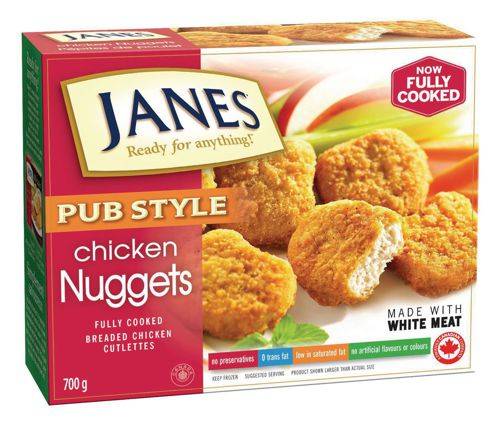 Janes · Fully cooked chicken breast nuggets - Style pub