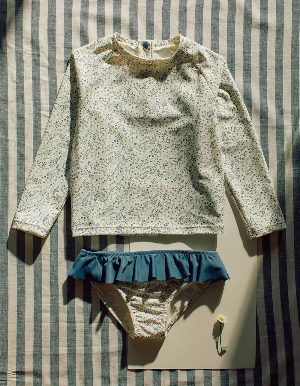 Conjunto De Banho Com Proteção Uv 40+ You&Me Para Bebé E Menina, Branco/Azul (Bege Claro - 18/24M)