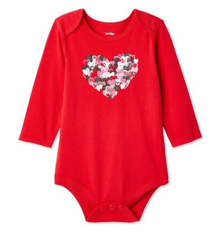 George Baby Girls' Valentine'S Day Bodysuit (Color: Red, Size: 18-24 Months)