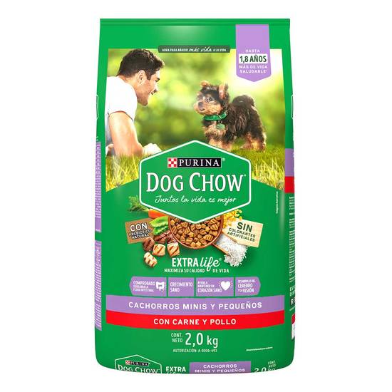 Dog chow alimento seco extralife cachorros minis y pequeños (bulto 2 kg)