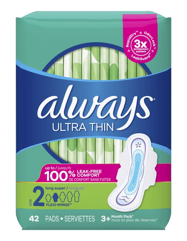 Always ultra thin serviettes hygiéniques longues (42 unités) (taille 2) - always pads, flex wings (470 g)