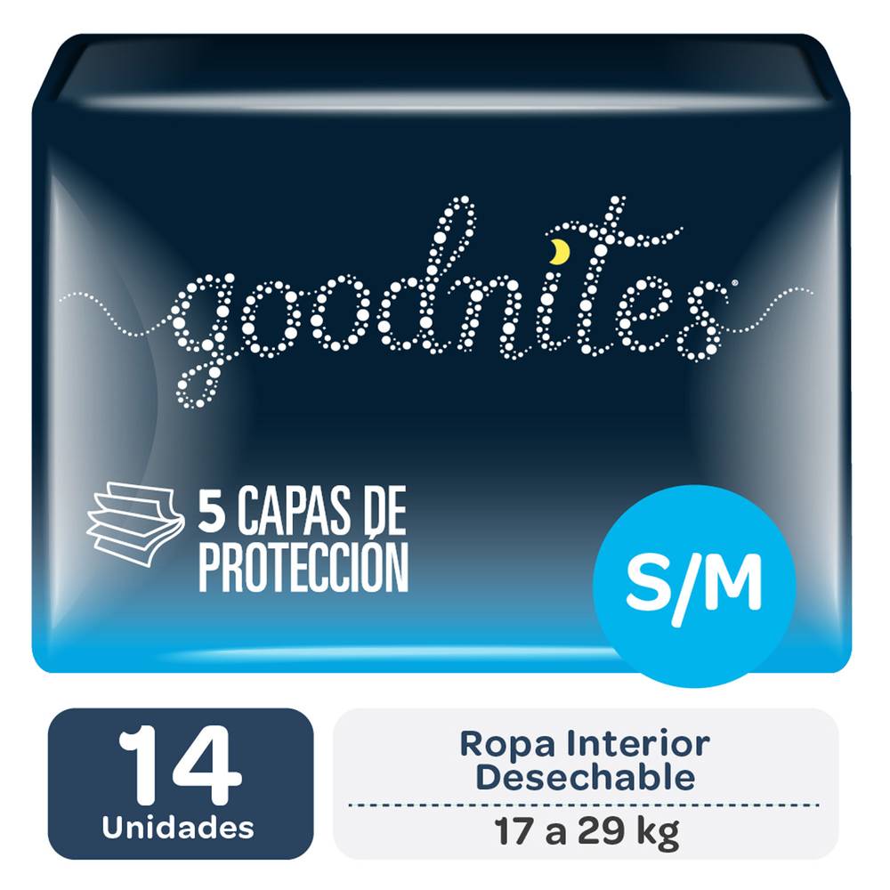 Goodnites pañales para dormir unisex (pack 14 u. talla s-m)