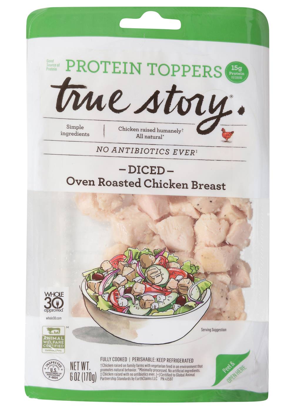 True Story Foods Oven Roasted Diced Chicken Toppers (6 oz)