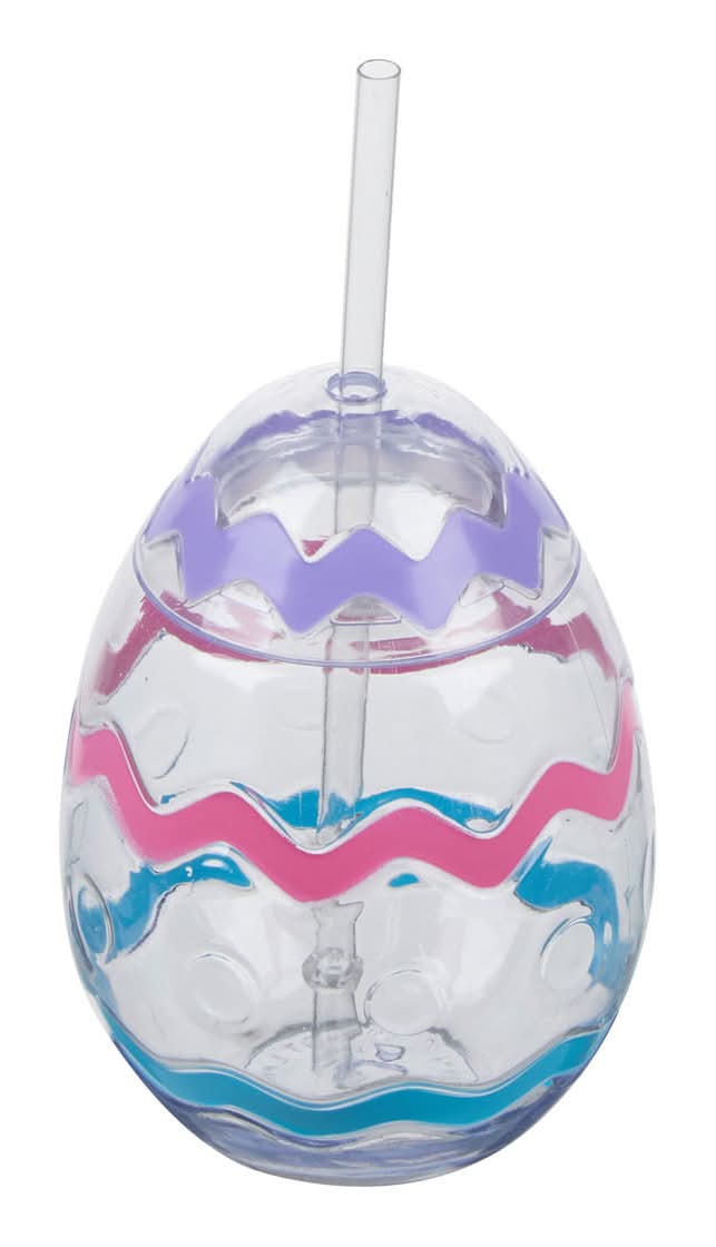 Easter Egg Shaped Cup With Straw Assorted