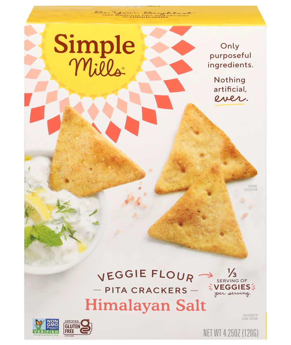 Simple Mills Veggie Flour Pita Crackers, Himalayan Salt (4.25 oz)