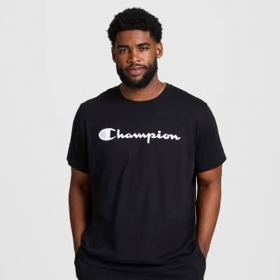 Champion Script T Shirt, Men, XL, Black