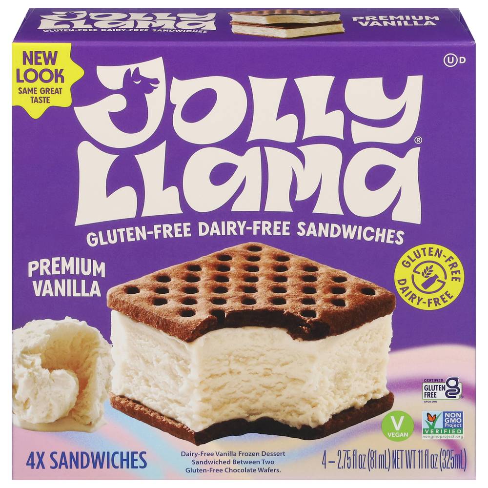 Jolly Llama Premium Vanilla Dairy-Free Gluten-Free Sandwiches, (4 ct)