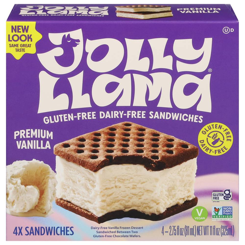 Jolly Llama Premium Dairy-Free Sandwiches, Vanilla (11 fl oz, 4 ct)
