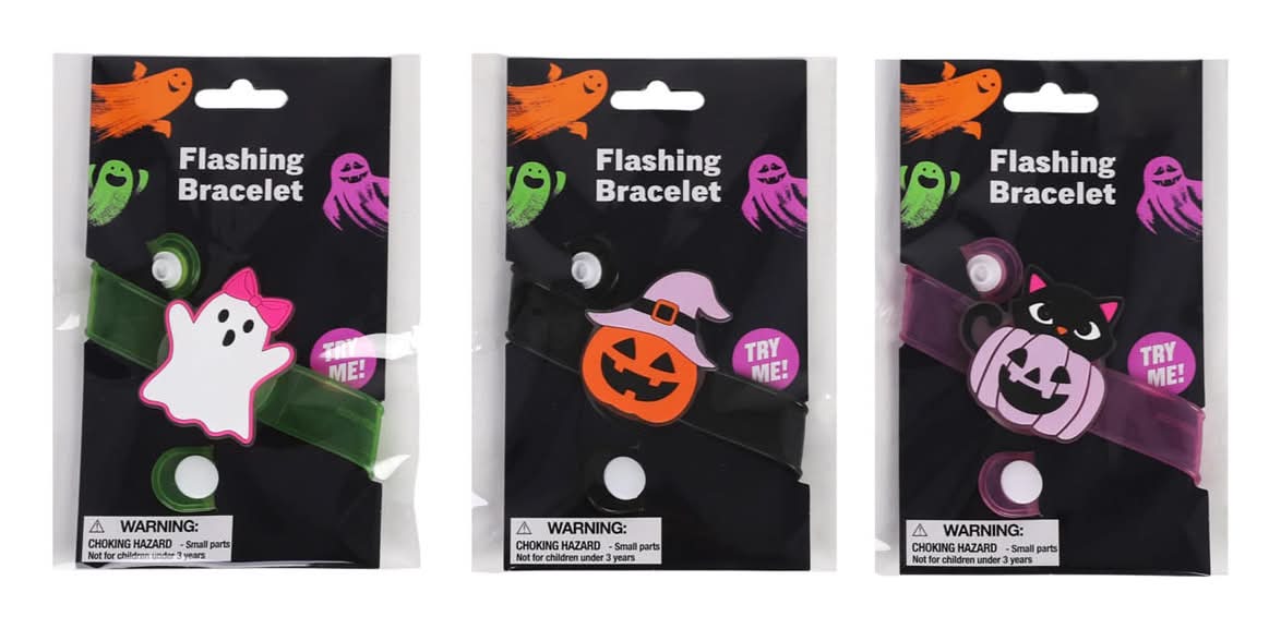 Halloween Light Up Flashing Bracelet 3 Assorted Styles