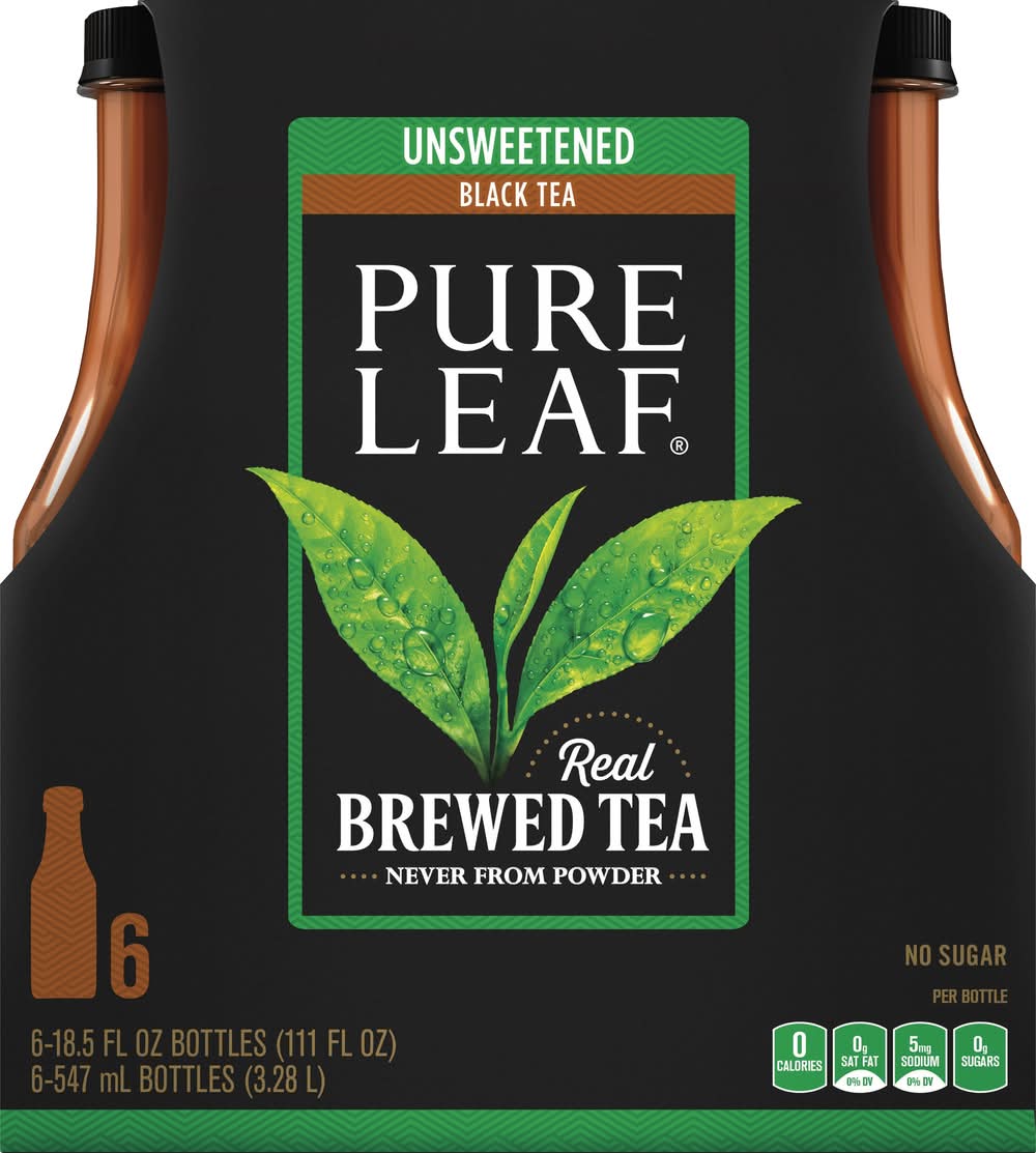 Pure Leaf Unsweetened Real Brewed Black Tea (6 x 18.5 fl oz)