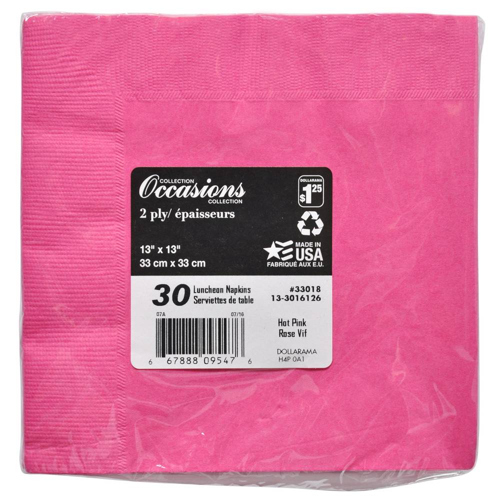 Luncheon Napkins 2 Ply - Hot Pink, x30
