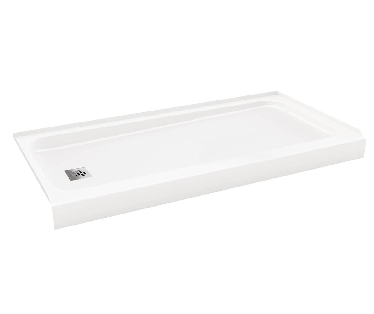 MAAX Pro 32-in W x 60-in L White Single Threshold Rectangle Shower Pan Base with 4-in H Threshold (Left Drain) | LOW-1103-00CH