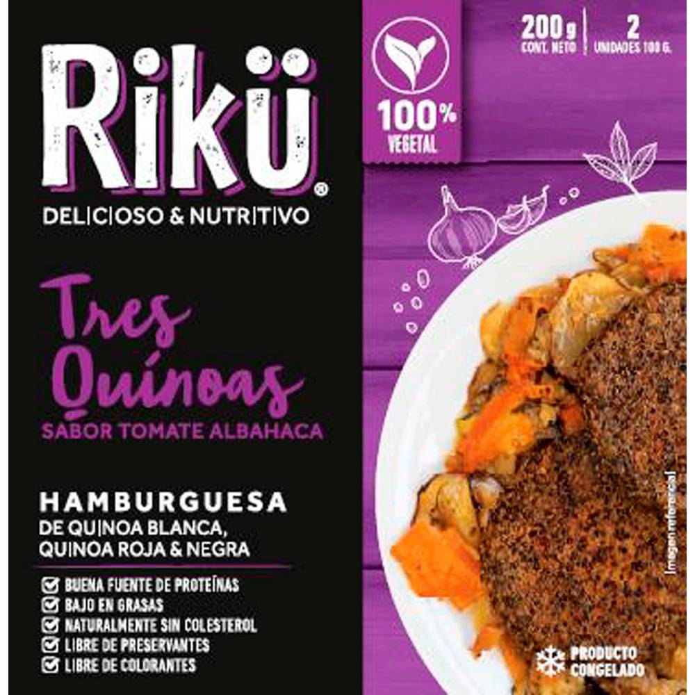 Riku hamburguesa tres quinoa (2 u 100 g c/u)