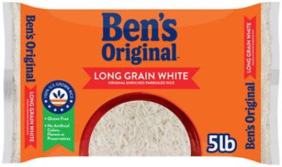 Ben'S Original Parboiled Long Grain White Enriched Dry Rice Bag - 5 Lb