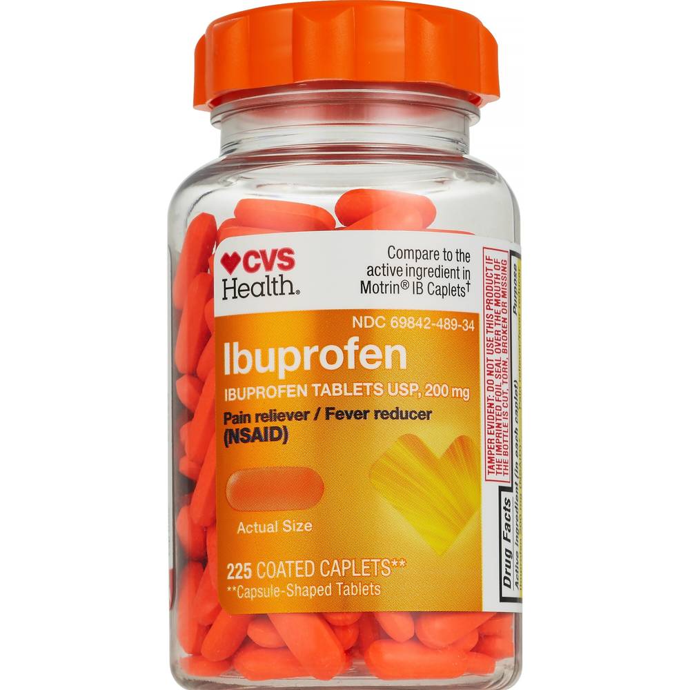 CVS Health Ibuprofen Pain Reliever & Fever Reducer (NSAID) 200 MG Coated Caplets, 225 CT