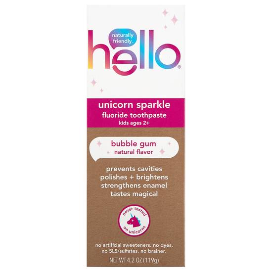 Hello Unicorn Sparkle Bubble Gum Fluoride Toothpaste