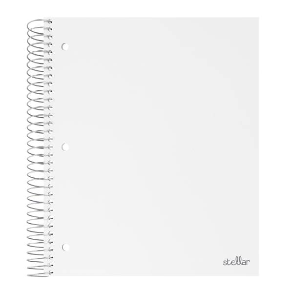 Office Depot Brand Stellar Poly Notebook, 8-1/2" X 11", 5 Subject, College Ruled, 200 Sheets, White