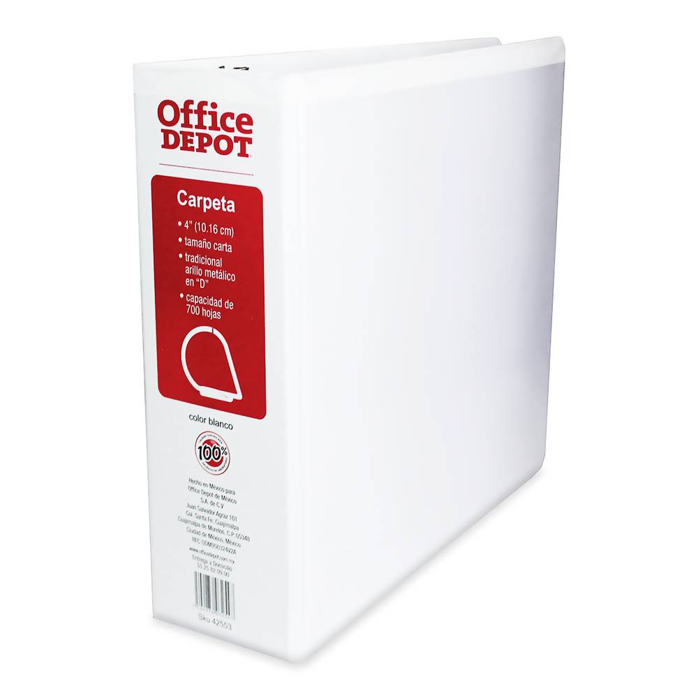 Office depot carpeta archivador blanco 4'' (1 pieza)