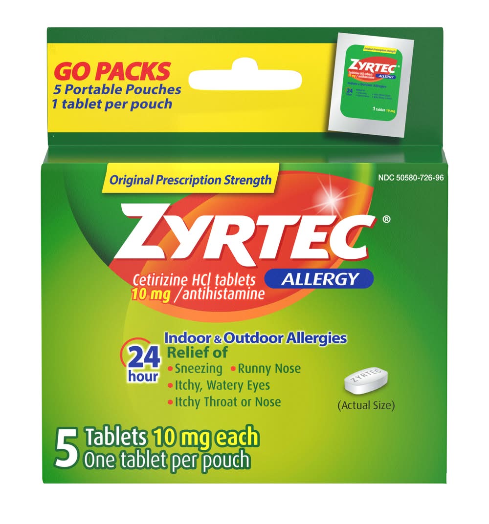 Zyrtec Allergy Relief Cetirizine Hcl 10 mg Tablets (5 ct)