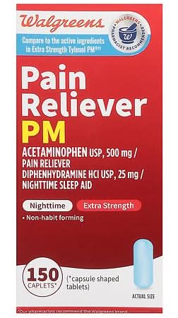 Walgreens Pain Reliever Pm Extra Strength Caplets (150 ct)