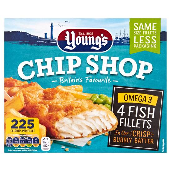 Young's Chip Shop 4 Omega 3 Fish Fillets 400g