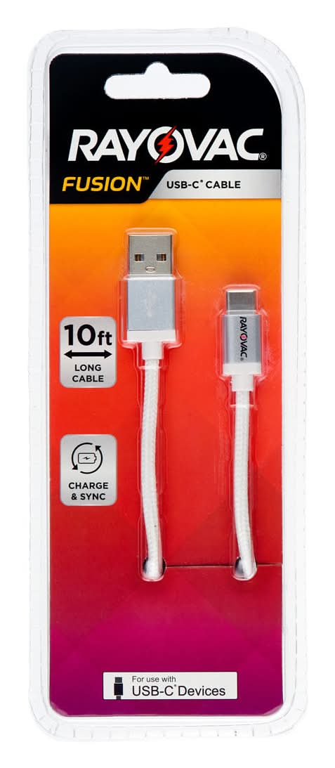 Rayovac Fusion Usb-C Cable, 10 ft, Black