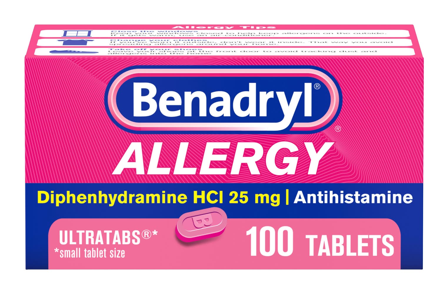 Benadryl Diphenhydramine Hcl Allergy Relief Tablets 25 mg (100 ct)