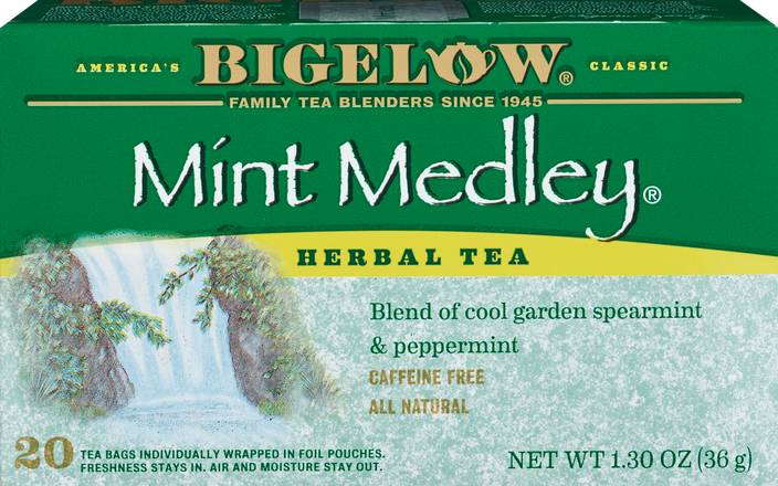 Bigelow Mint Medley, Caffeine Free Herbal Tea Bags, 20 CT