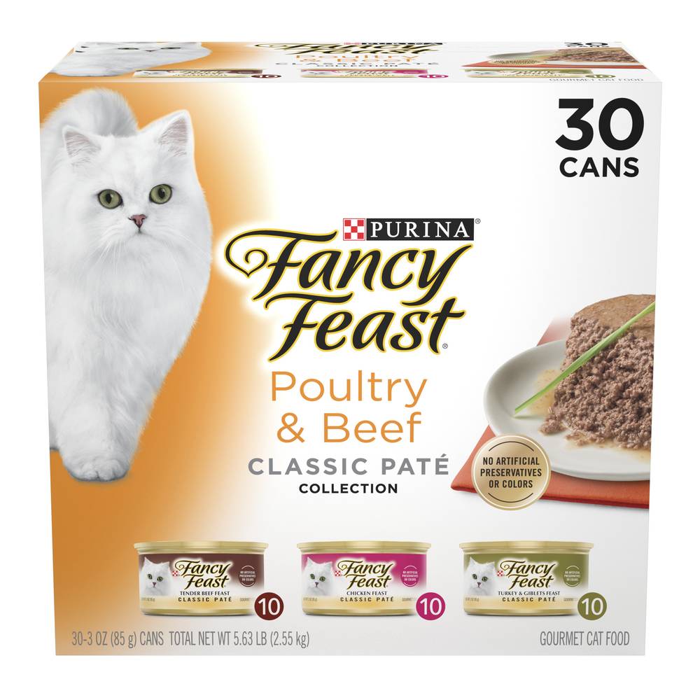 Fancy Feast Purina Poultry & Beef Wet Cat Food Variety pack (3 oz, 30 ct)