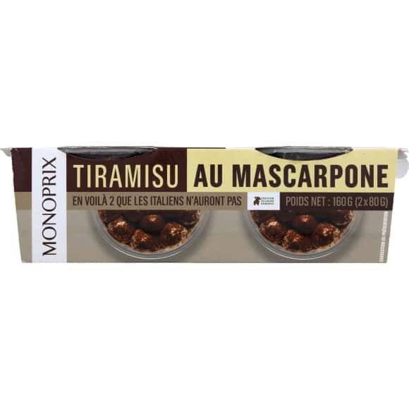 Monoprix Tiramisu Au Mascarpone Les 2 Pots De 80 G